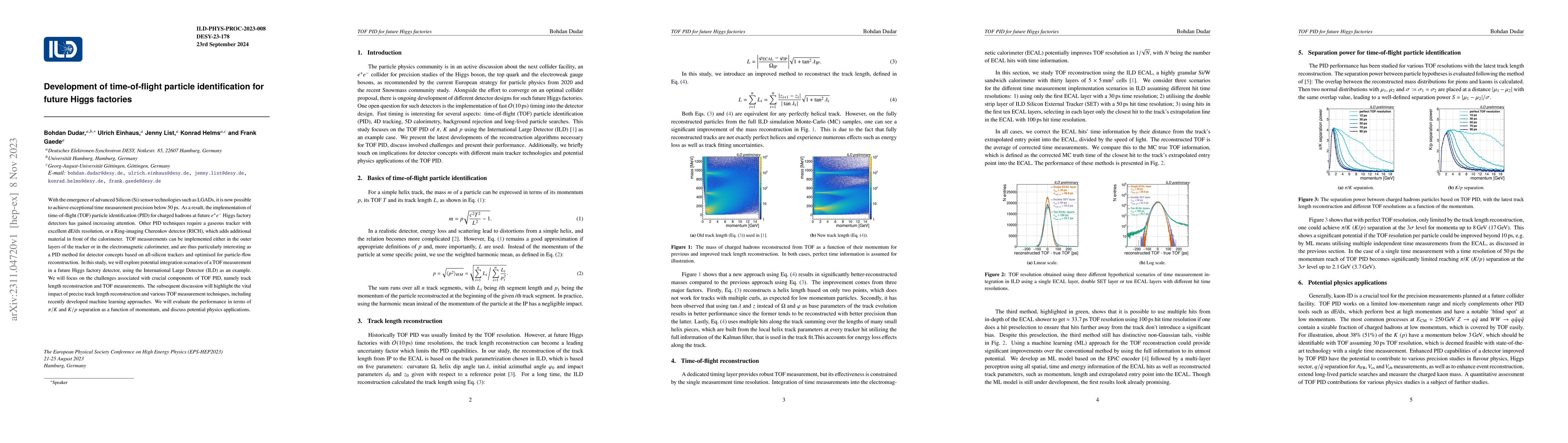 Thumbnail for Development of time-of-flight particle identification for future Higgs
  factories