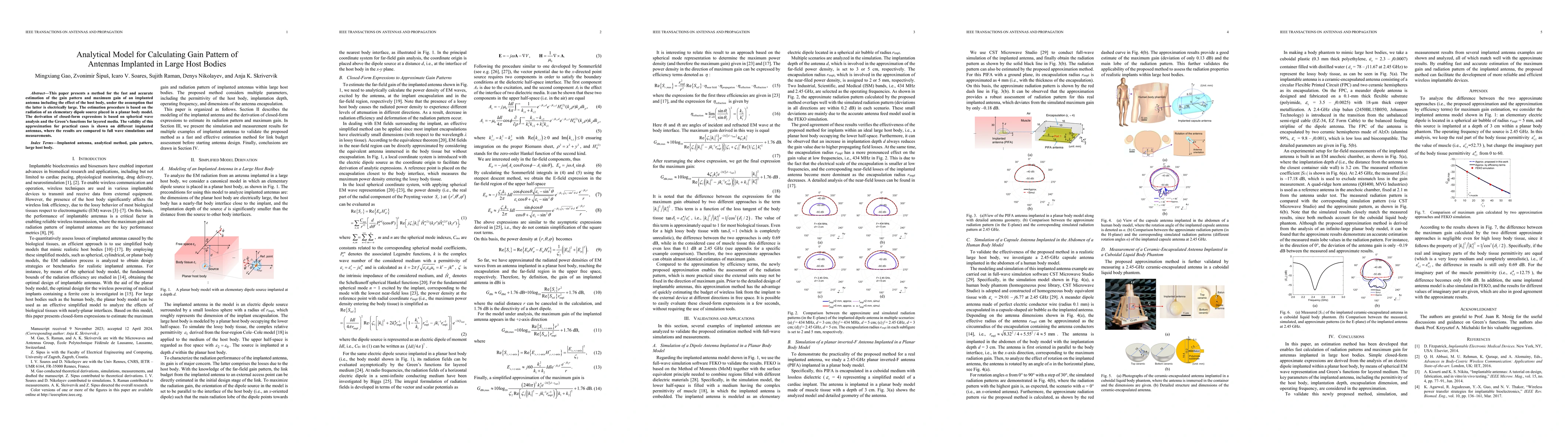 Thumbnail for Analytical Model for Calculating Gain Pattern of Antennas Implanted in
  Large Host Bodies