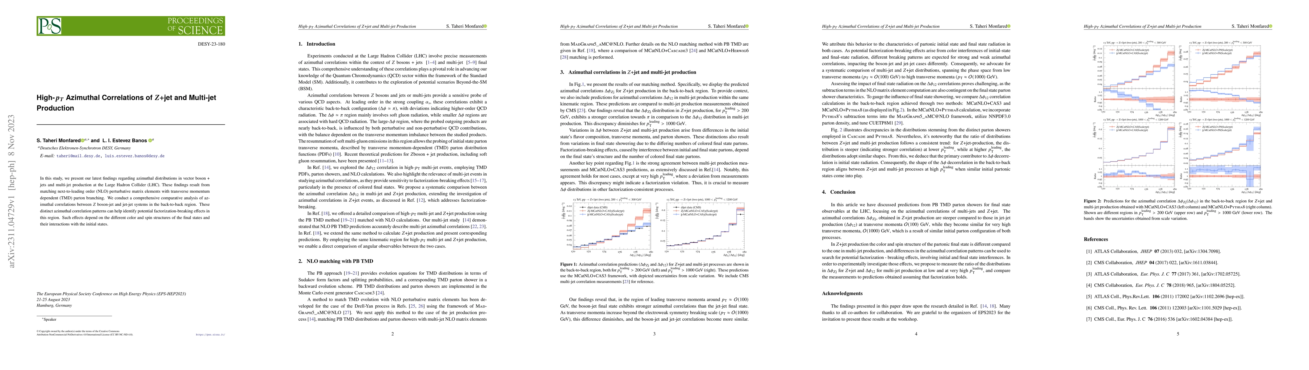 Thumbnail for High-$p_T$ Azimuthal Correlations of Z+jet and Multi-jet Production