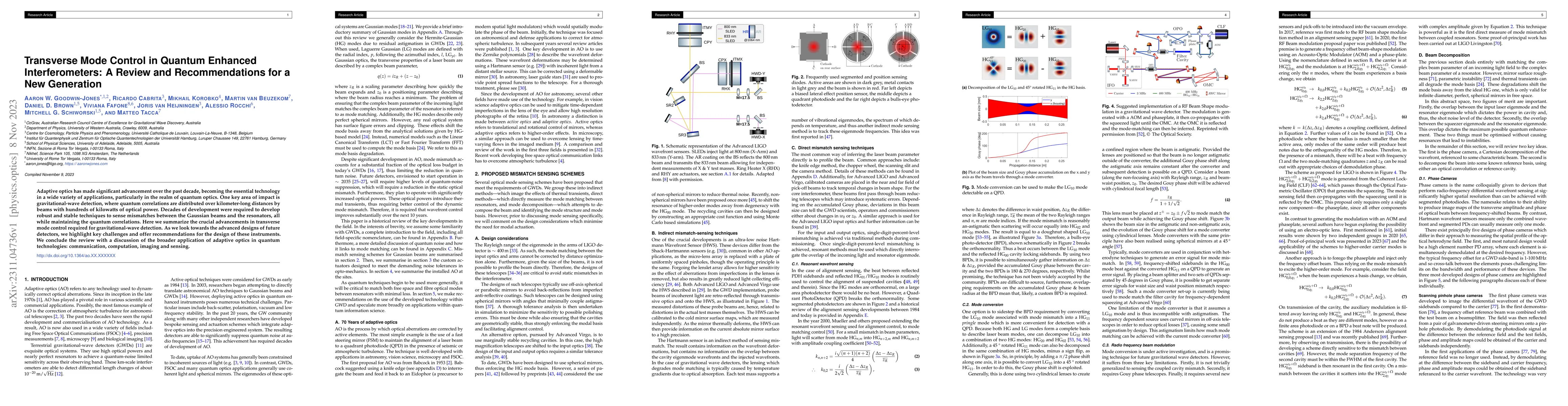 Thumbnail for Transverse Mode Control in Quantum Enhanced Interferometers: A Review
  and Recommendations for a New Generation