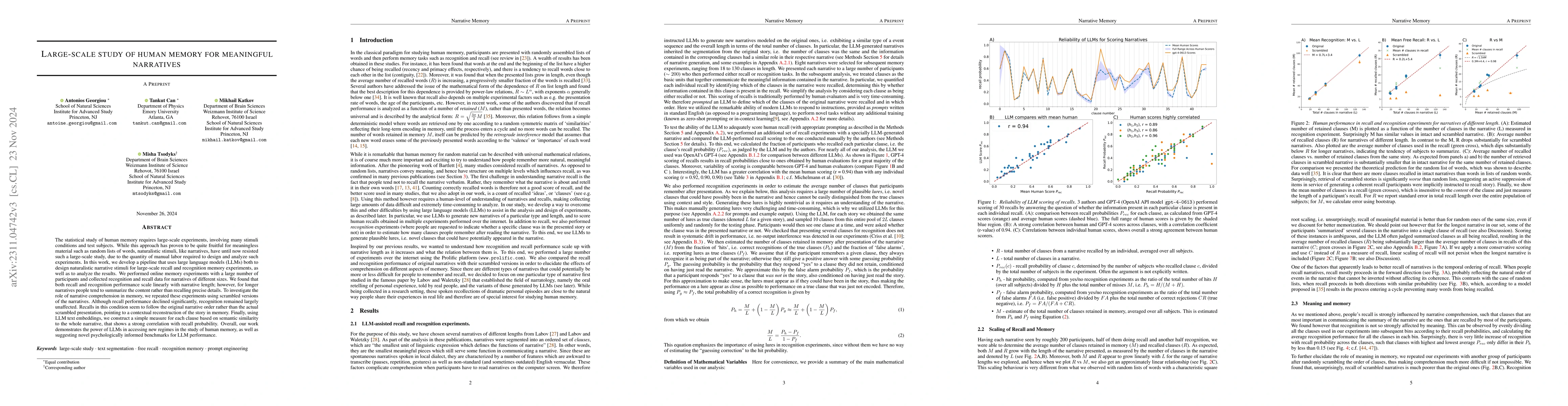Thumbnail for Using large language models to study human memory for meaningful
  narratives