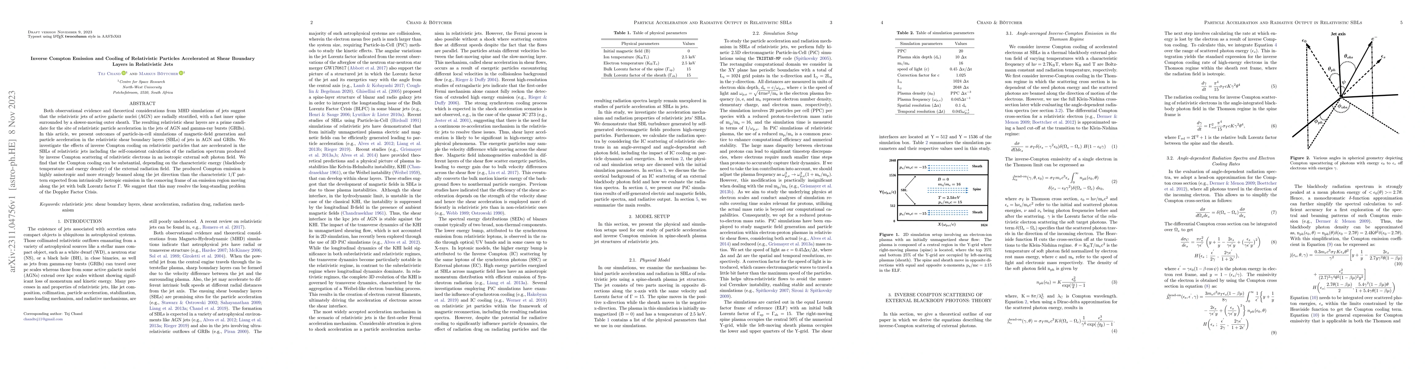 Thumbnail for Inverse Compton Emission and Cooling of Relativistic Particles
  Accelerated at Shear Boundary Layers in Relativistic Jets