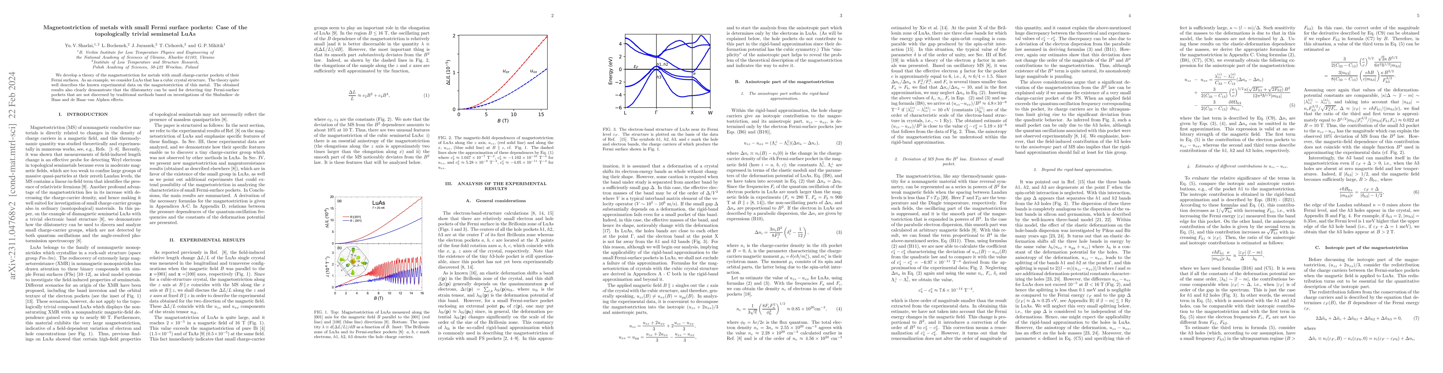 Thumbnail for Magnetostriction of metals with small Fermi-surface pockets: Case of the
  topologically trivial semimetal LuAs