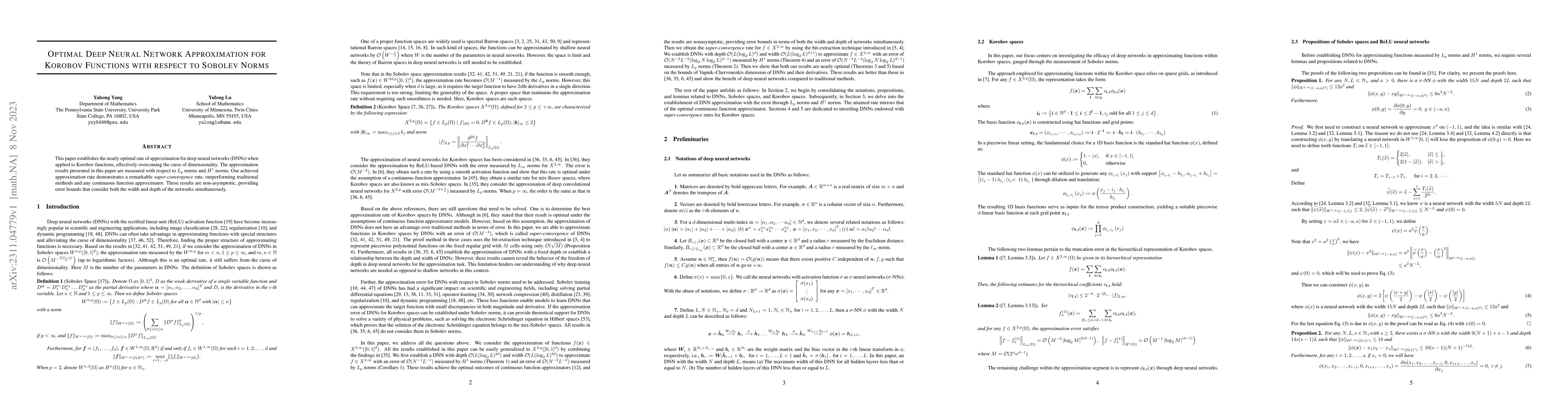 Thumbnail for Optimal Deep Neural Network Approximation for Korobov Functions with
  respect to Sobolev Norms