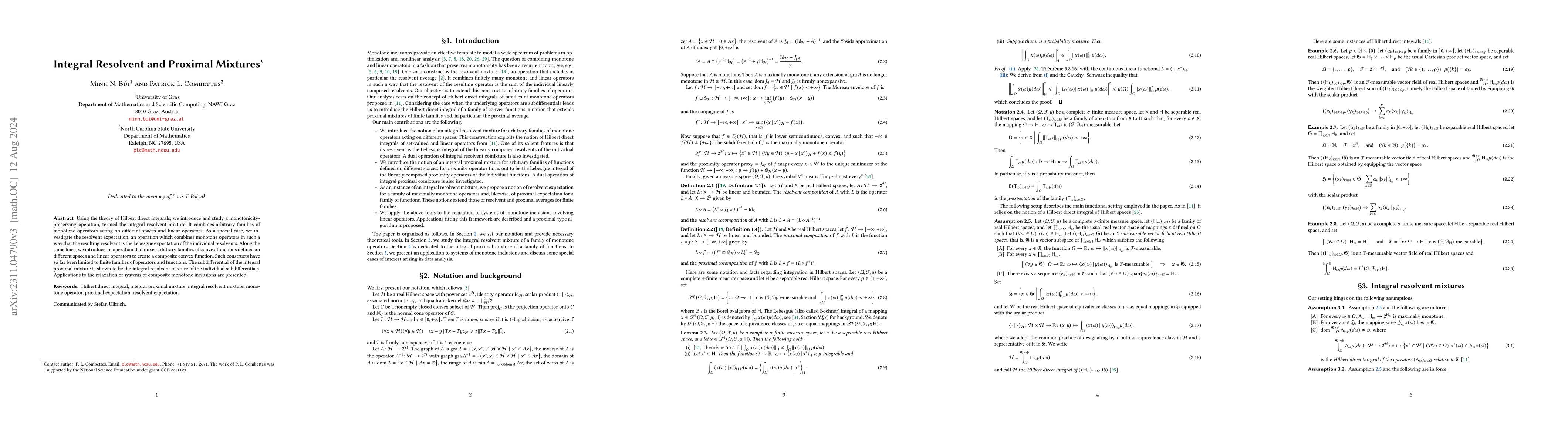 Thumbnail for Integral Resolvent and Proximal Mixtures