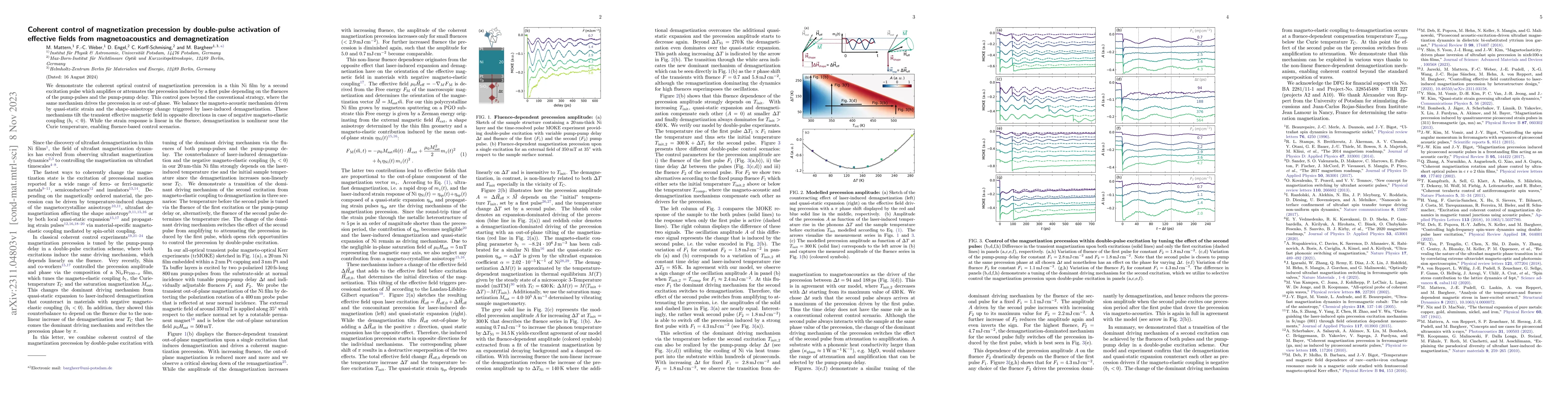Thumbnail for Coherent control of magnetization precession by double-pulse activation
  of effective fields from magnetoacoustics and demagnetization
