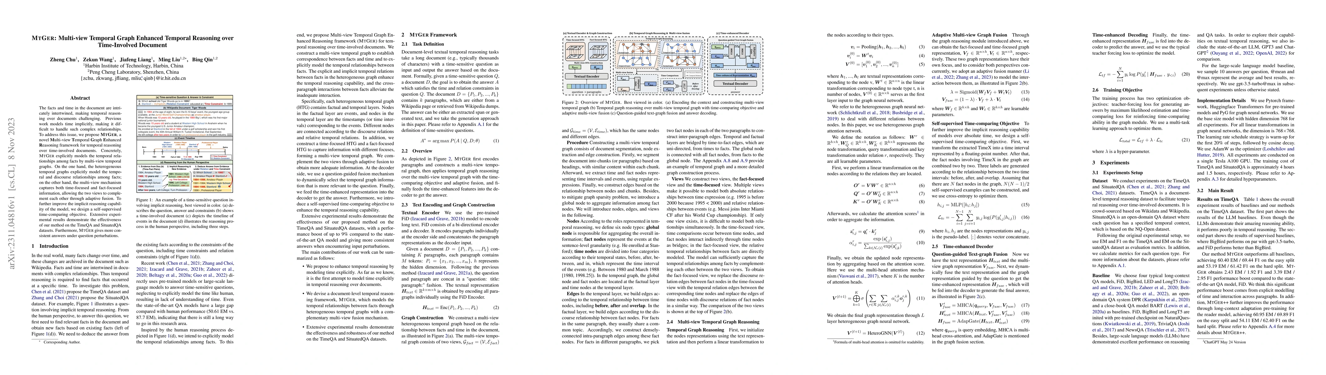 Thumbnail for MTGER: Multi-view Temporal Graph Enhanced Temporal Reasoning over
  Time-Involved Document