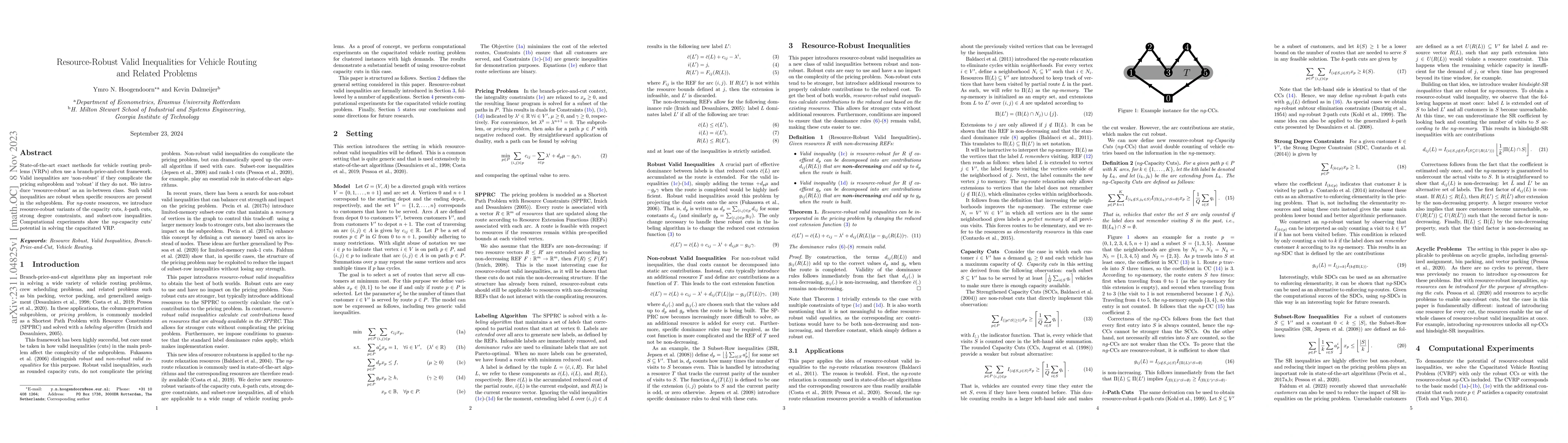 Thumbnail for Resource-Robust Valid Inequalities for Vehicle Routing and Related
  Problems