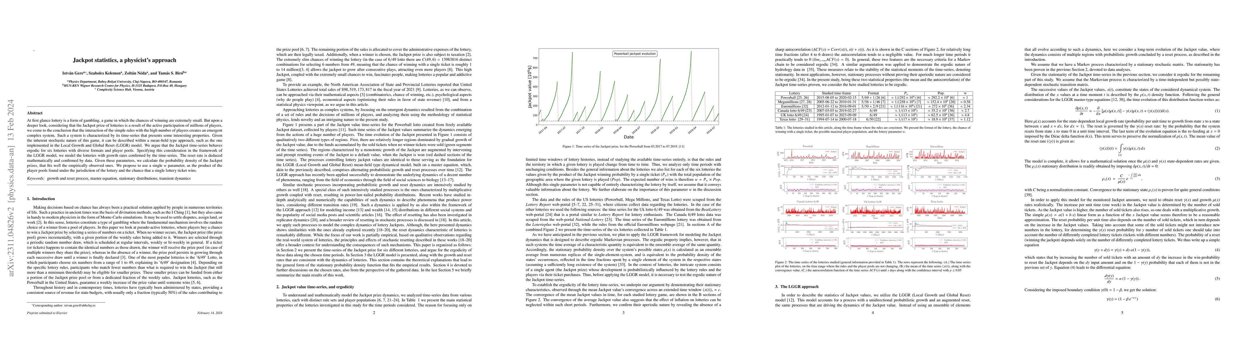 Thumbnail for Jackpot statistics, a physicist's approach