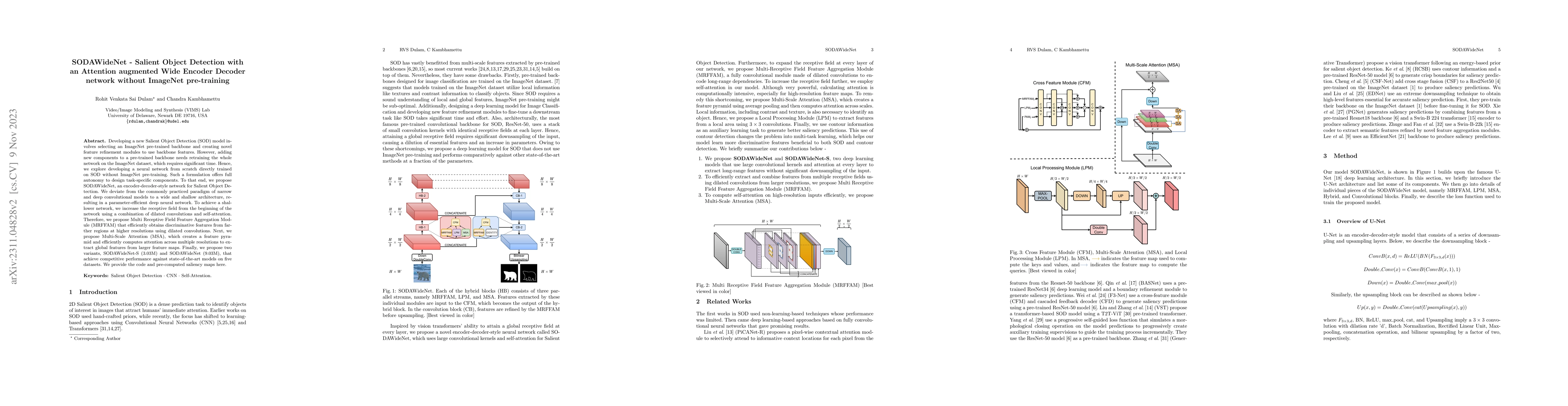 Thumbnail for SODAWideNet -- Salient Object Detection with an Attention augmented Wide
  Encoder Decoder network without ImageNet pre-training