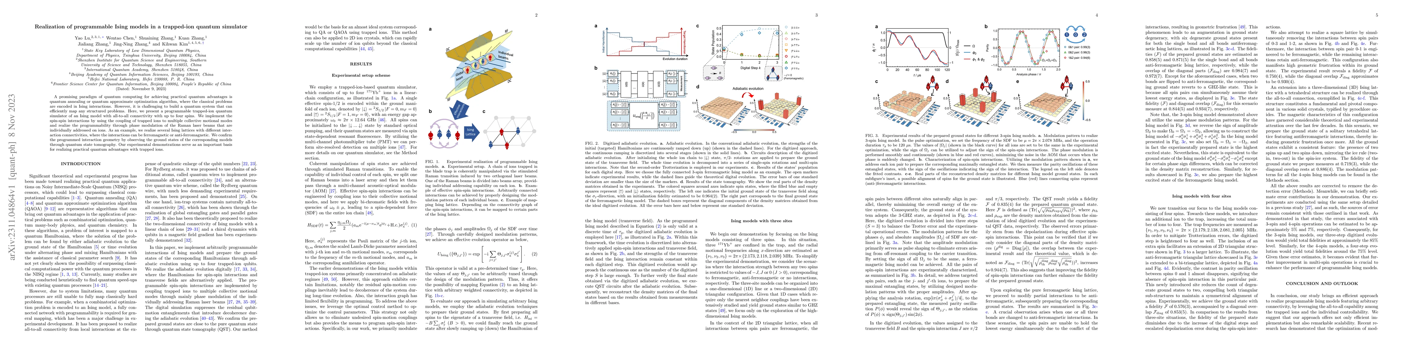 Thumbnail for Realization of programmable Ising models in a trapped-ion quantum
  simulator