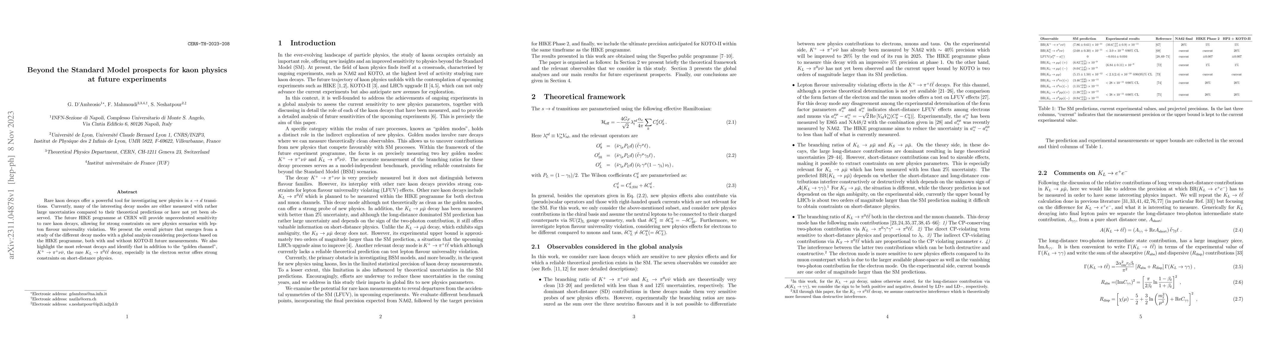 Thumbnail for Beyond the Standard Model prospects for kaon physics at future
  experiments