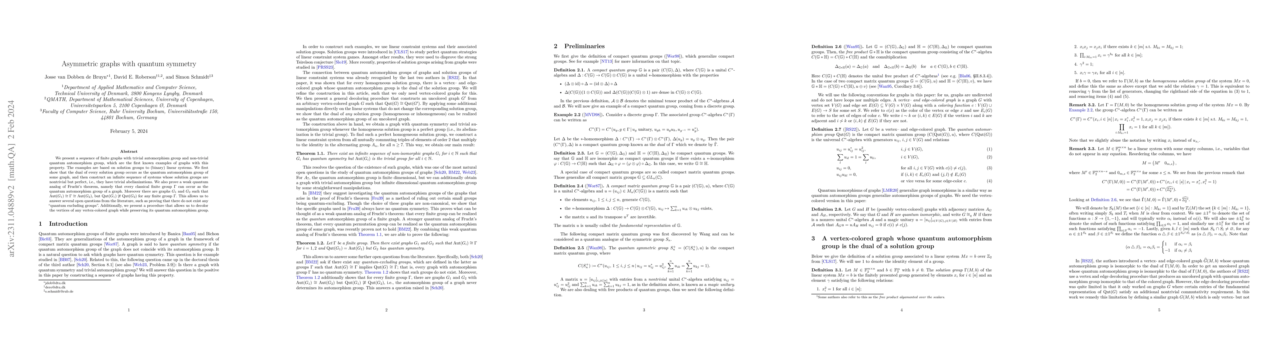 Thumbnail for Asymmetric graphs with quantum symmetry