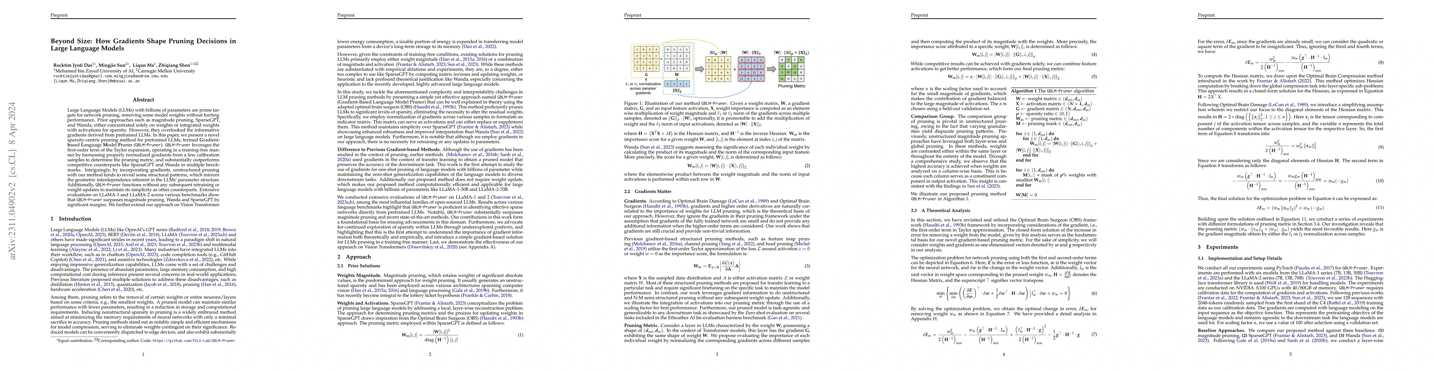Thumbnail for Beyond Size: How Gradients Shape Pruning Decisions in Large Language
  Models