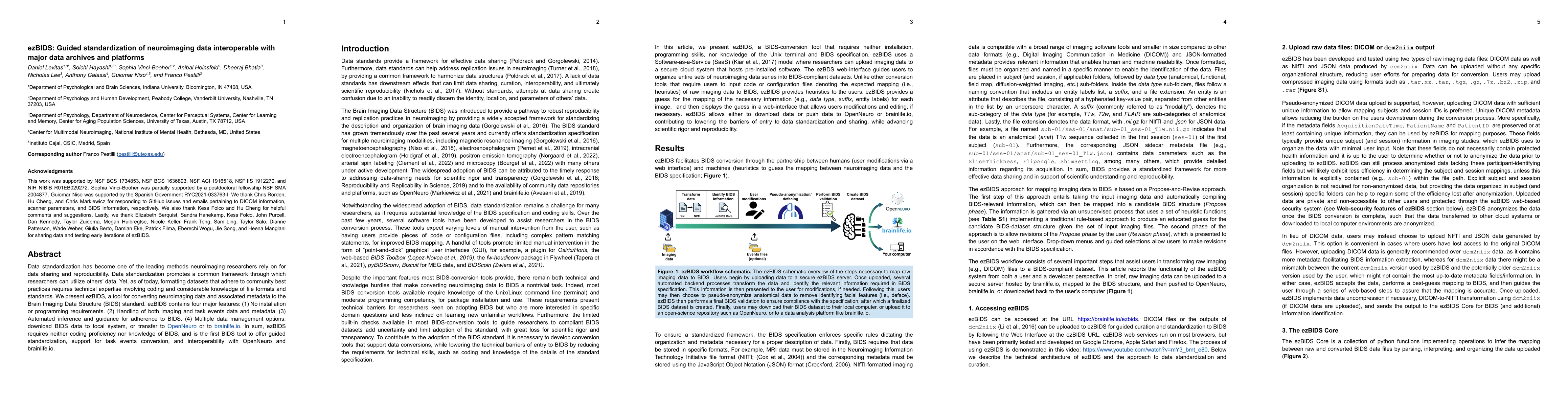 Thumbnail for ezBIDS: Guided standardization of neuroimaging data interoperable with
  major data archives and platforms