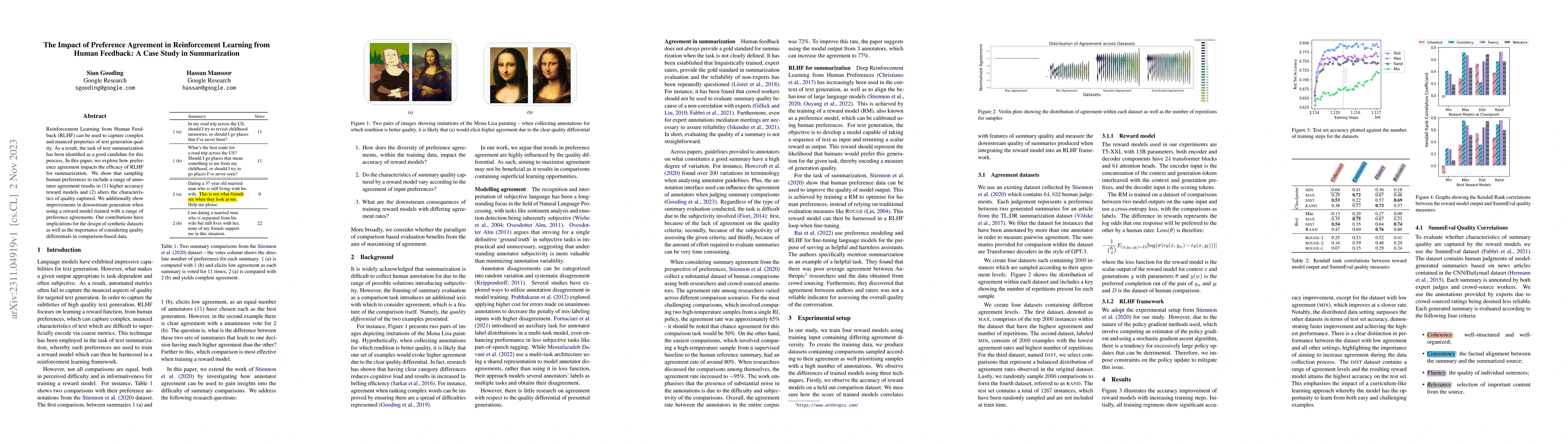 Thumbnail for The Impact of Preference Agreement in Reinforcement Learning from Human
  Feedback: A Case Study in Summarization