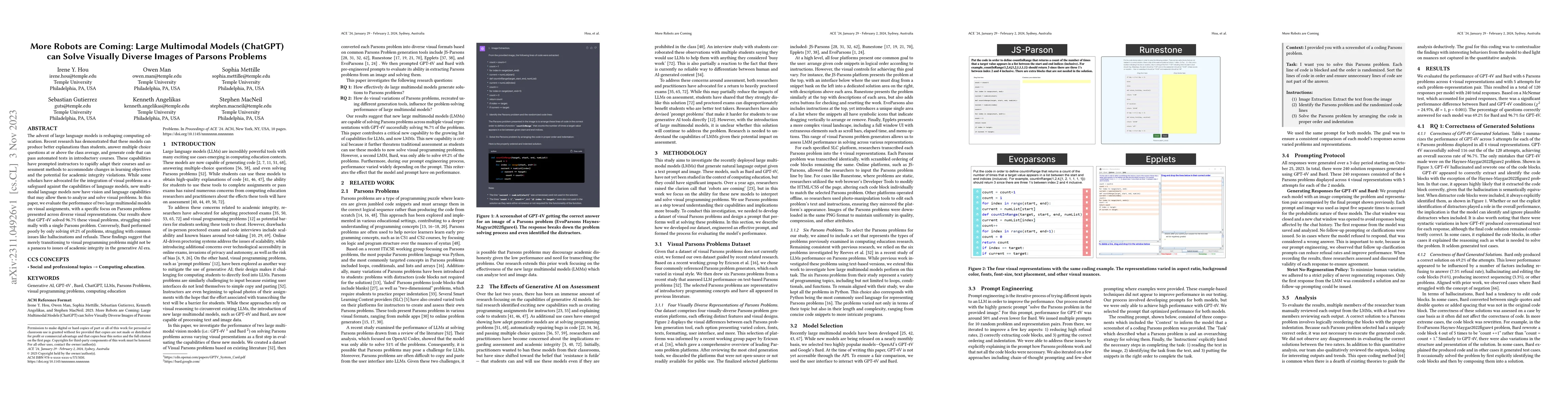 Thumbnail for More Robots are Coming: Large Multimodal Models (ChatGPT) can Solve
  Visually Diverse Images of Parsons Problems