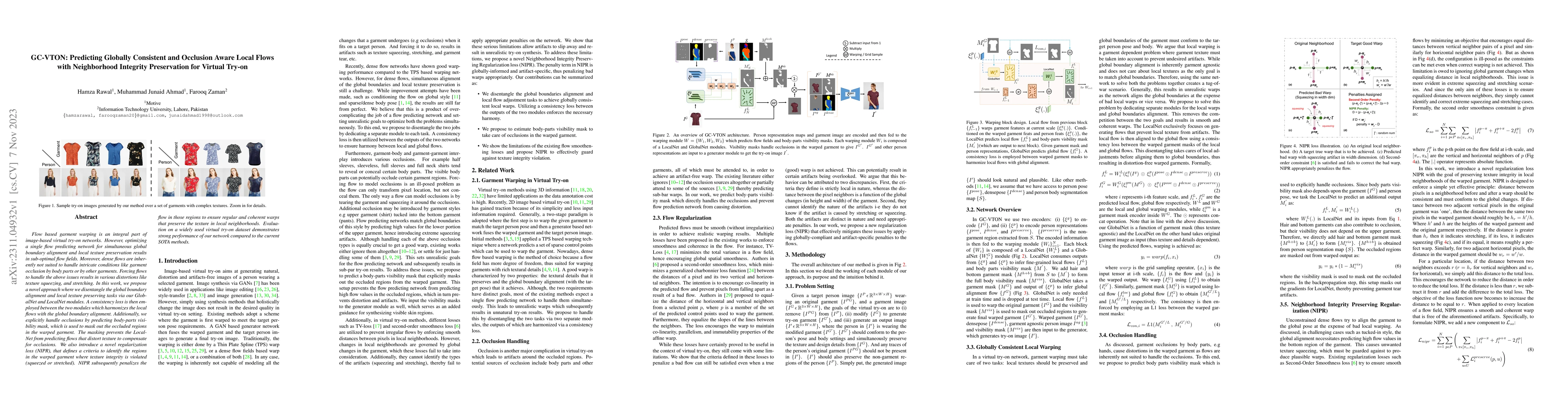 Thumbnail for GC-VTON: Predicting Globally Consistent and Occlusion Aware Local Flows
  with Neighborhood Integrity Preservation for Virtual Try-on