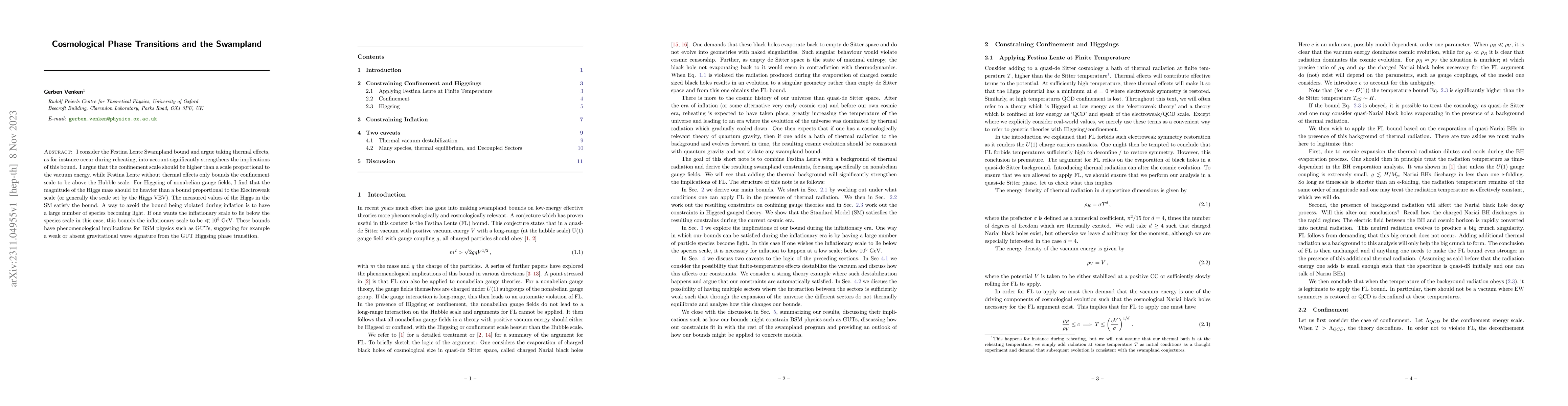 Thumbnail for Cosmological Phase Transitions and the Swampland