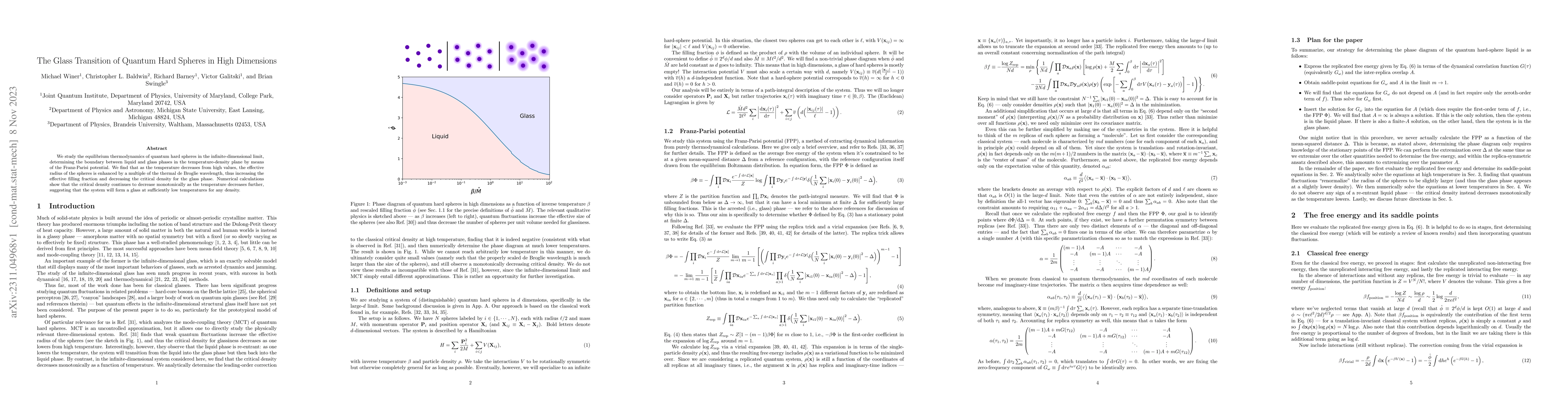 Thumbnail for The Glass Transition of Quantum Hard Spheres in High Dimensions