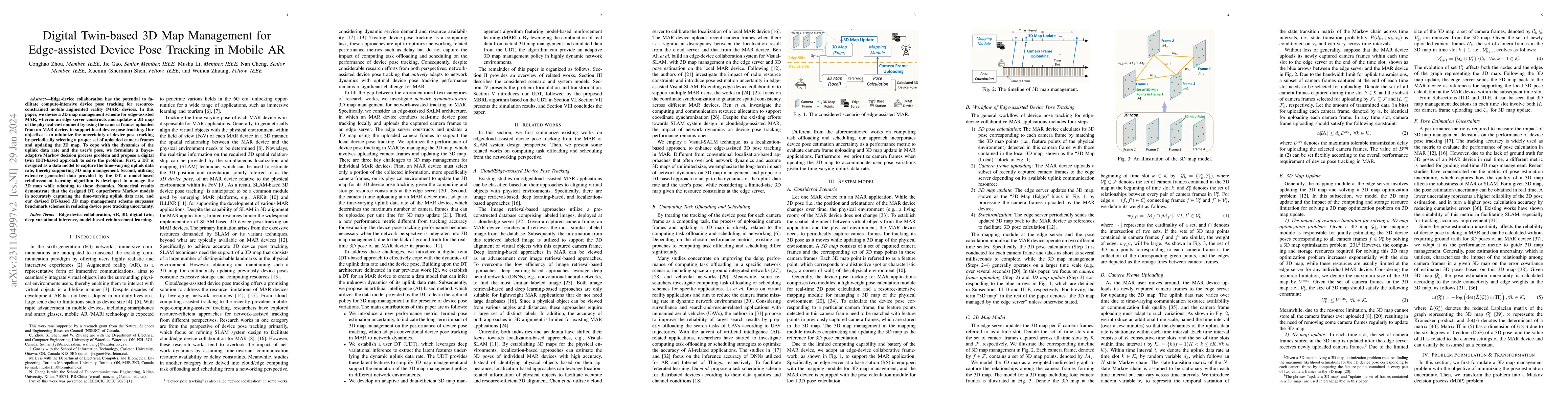 Thumbnail for Digital Twin-based 3D Map Management for Edge-assisted Device Pose
  Tracking in Mobile AR