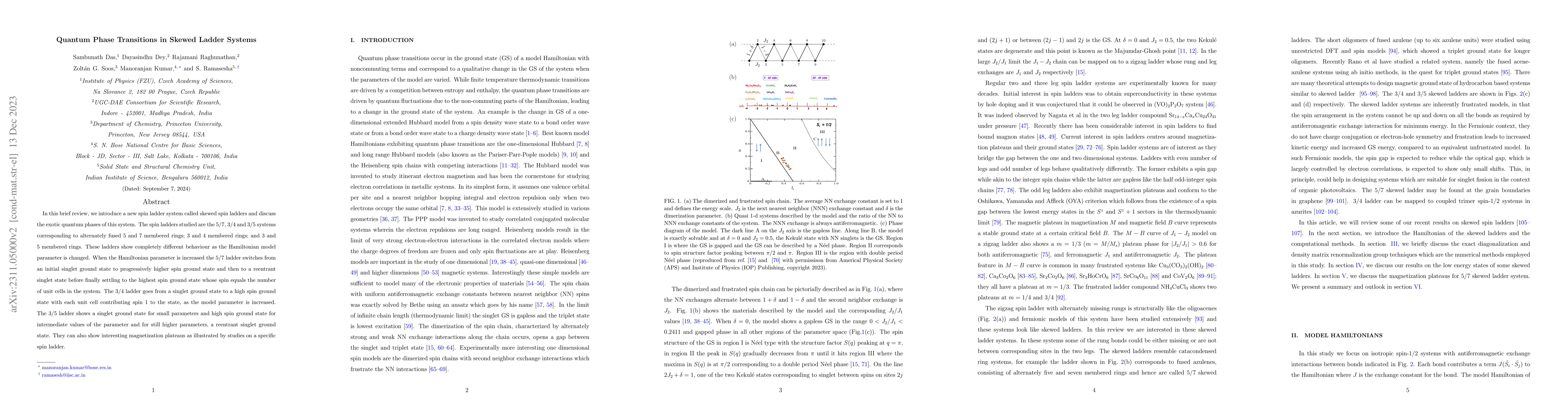 Thumbnail for Quantum Phase Transitions in Skewed Ladder Systems