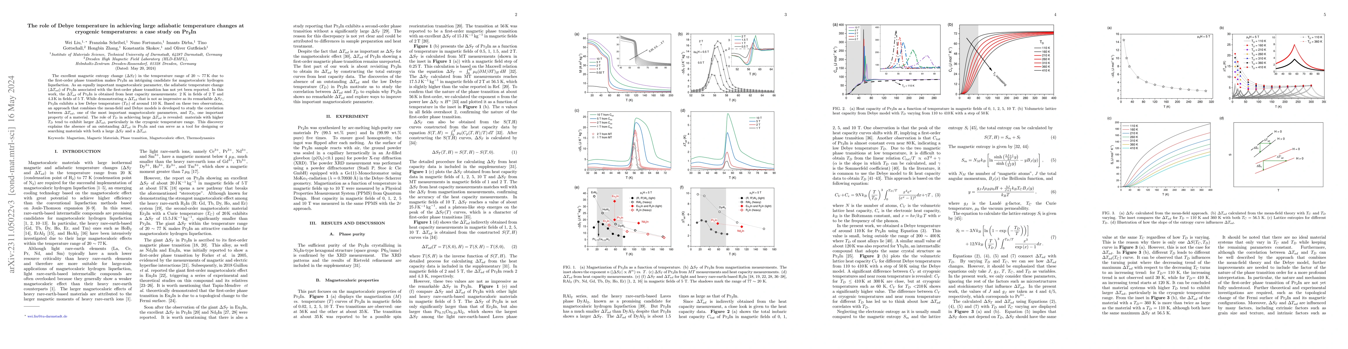 Thumbnail for The role of Debye temperature in achieving large adiabatic temperature
  changes at cryogenic temperatures: a case study on $Pr_2In$