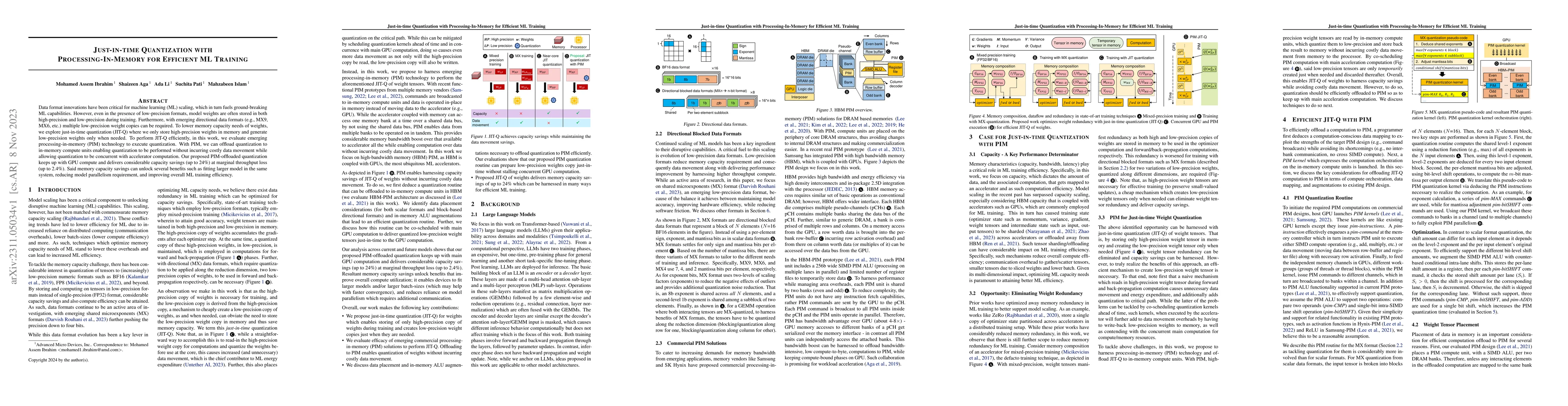 Thumbnail for Just-in-time Quantization with Processing-In-Memory for Efficient ML
  Training