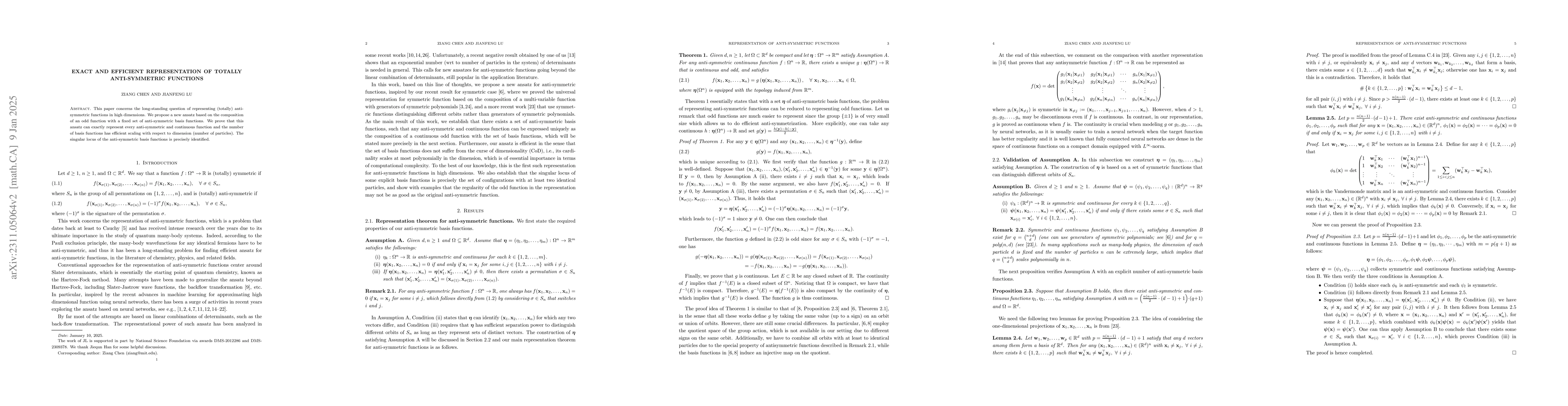Thumbnail for Exact and Efficient Representation of Totally Anti-Symmetric Functions