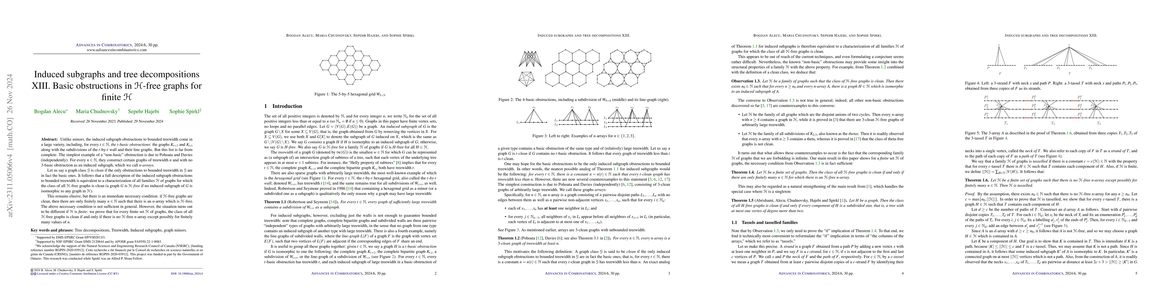 Thumbnail for Induced subgraphs and tree decompositions XIII. Basic obstructions in
  $\mathcal{H}$-free graphs for finite $\mathcal{H}$