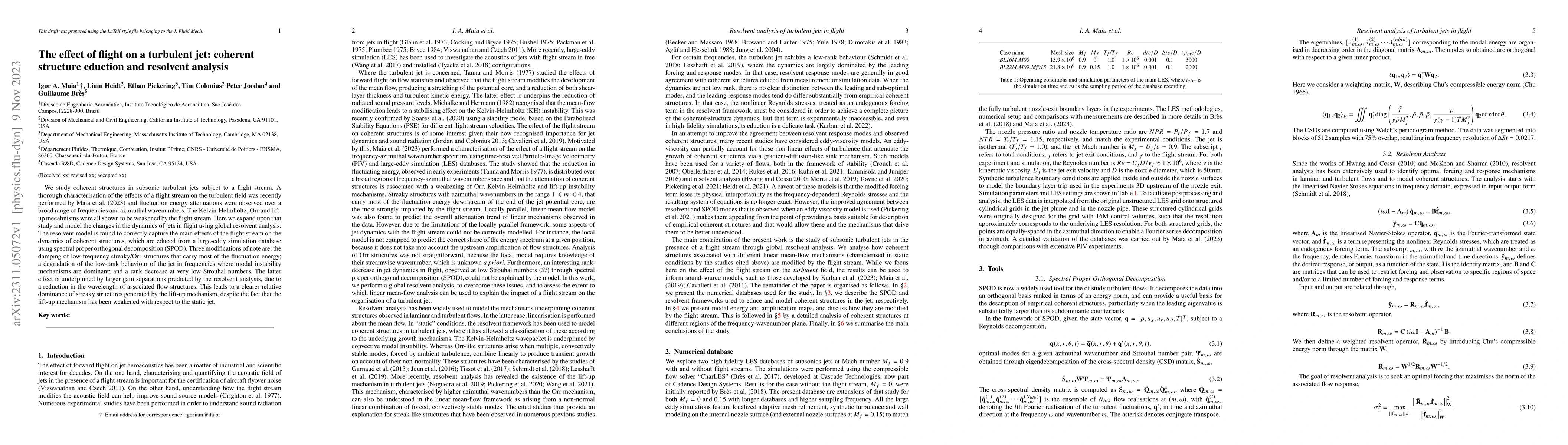 Thumbnail for The effect of flight on a turbulent jet: coherent structure eduction and
  resolvent analysis