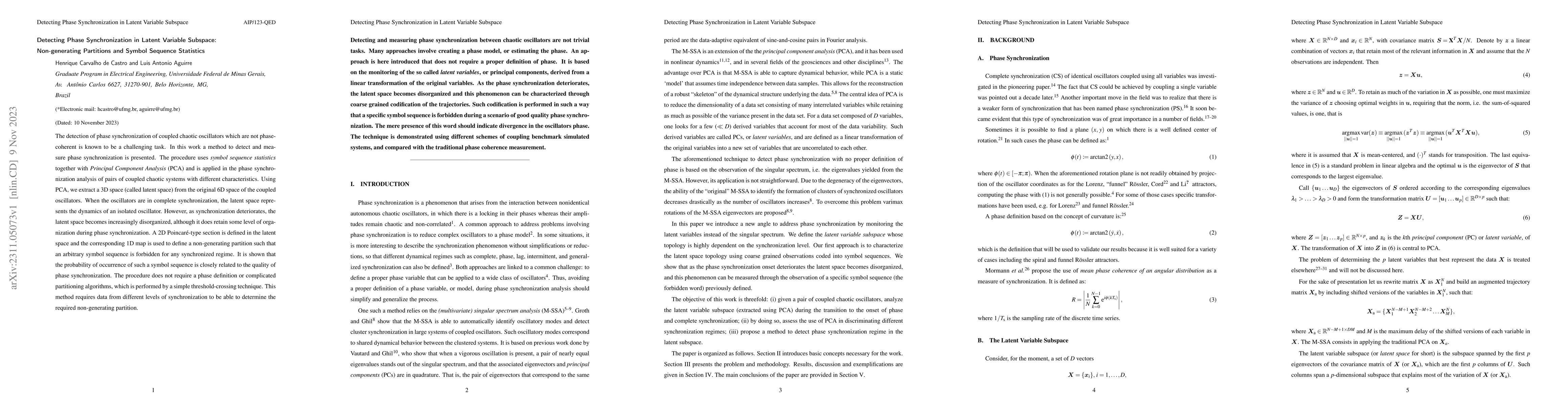 Thumbnail for Detecting Phase Synchronization in Latent Variable Subspace:
  Non-generating Partitions and Symbol Sequence Statistics