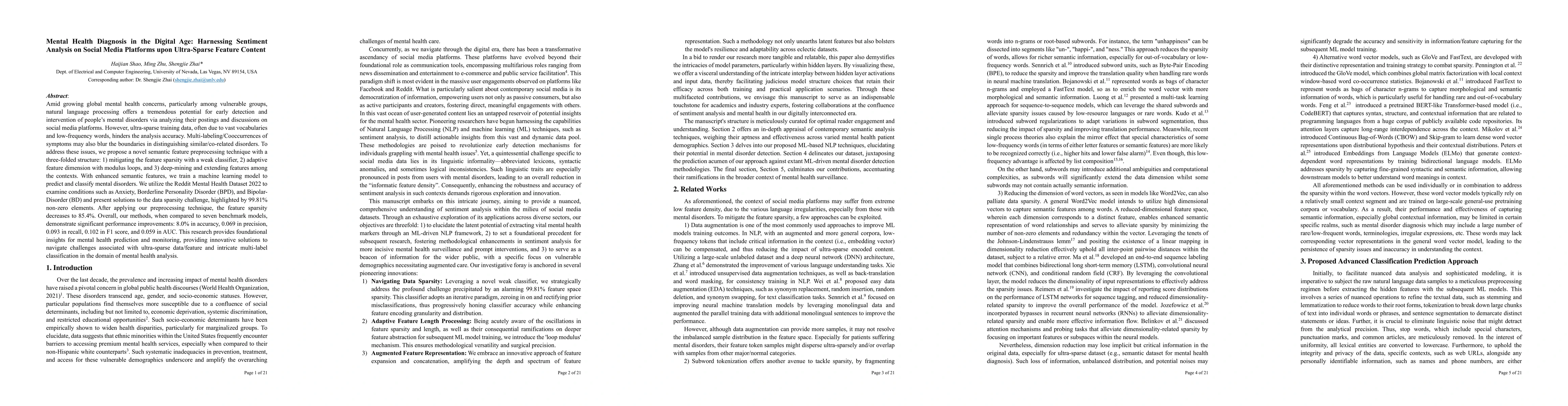 Thumbnail for Mental Health Diagnosis in the Digital Age: Harnessing Sentiment
  Analysis on Social Media Platforms upon Ultra-Sparse Feature Content