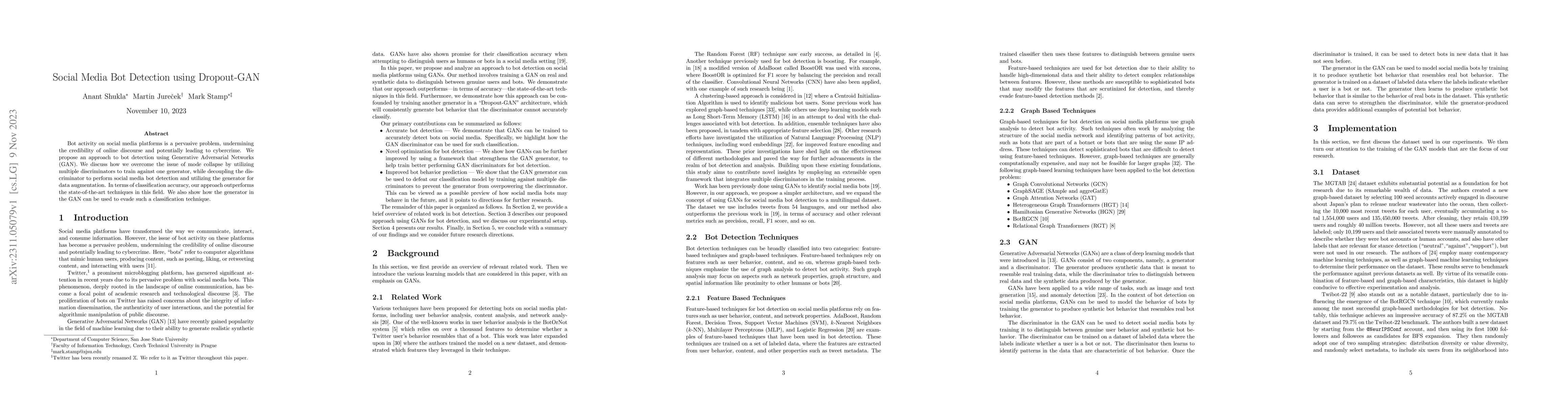 Thumbnail for Social Media Bot Detection using Dropout-GAN