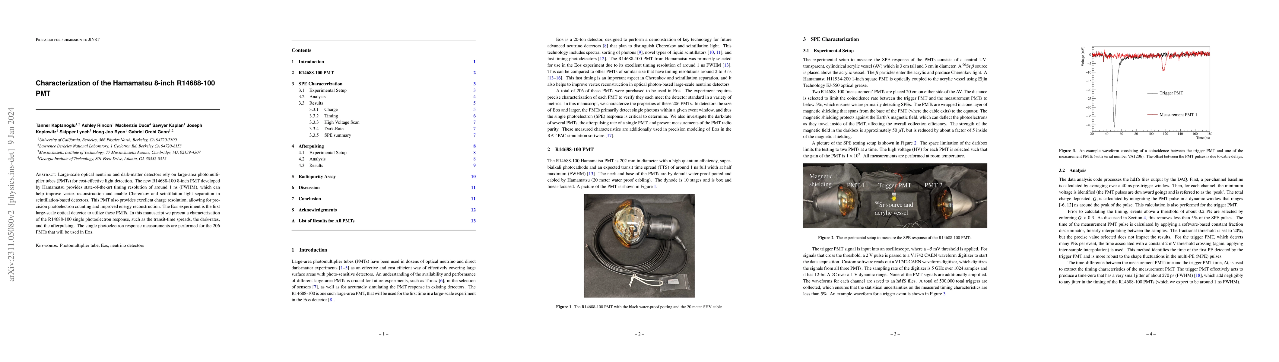 Thumbnail for Characterization of the Hamamatsu 8-inch R14688-100 PMT