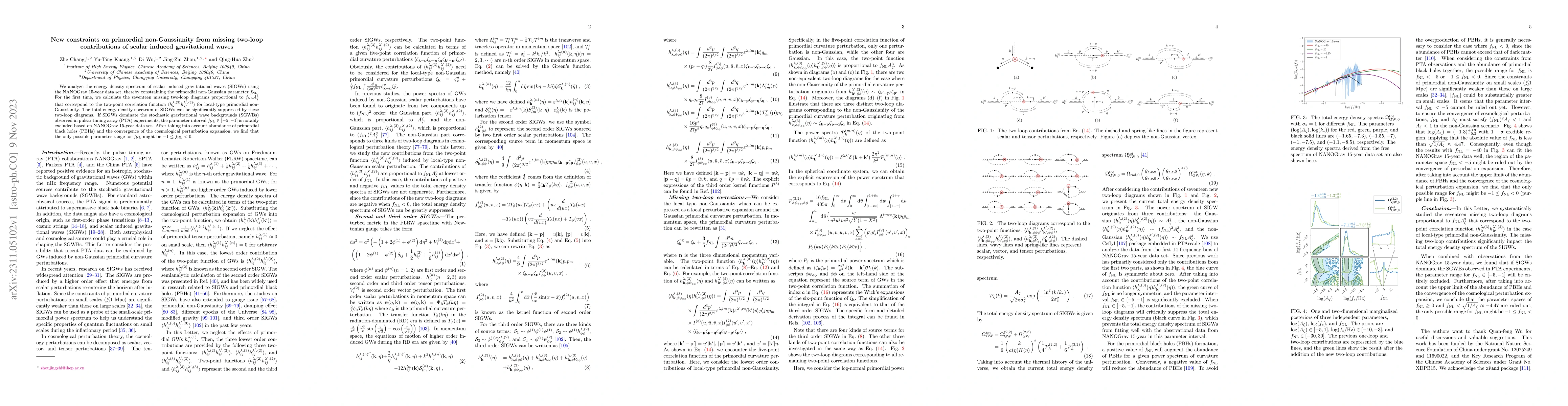 Thumbnail for New constraints on primordial non-Gaussianity from missing two-loop
  contributions of scalar induced gravitational waves