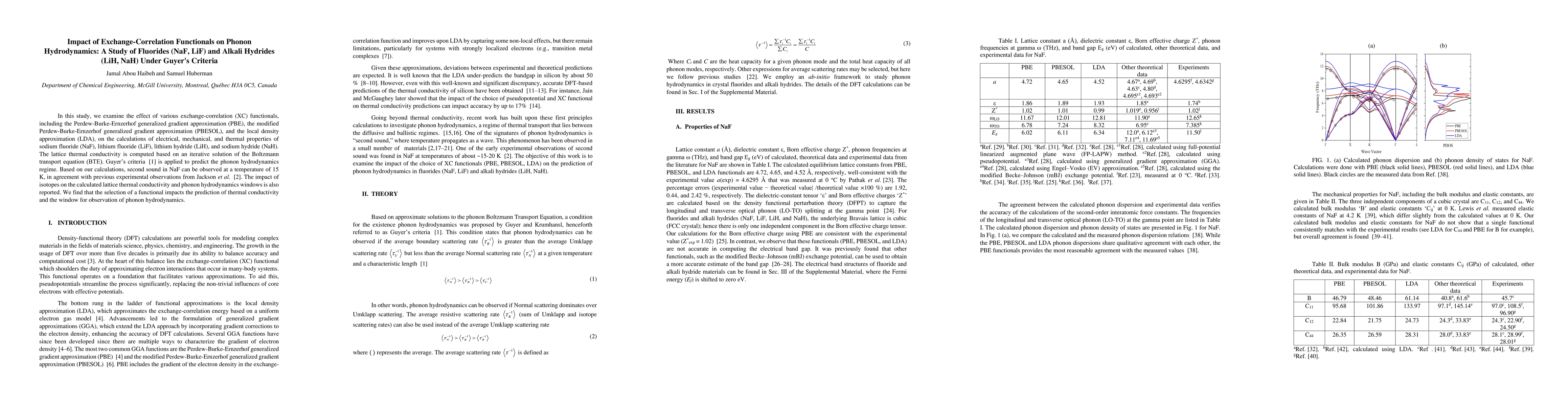 Thumbnail for Impact of Exchange-Correlation Functionals on Phonon Hydrodynamics: A
  Study of Fluorides (NaF, LiF) and Alkali Hydrides (LiH, NaH) Under Guyer's
  Criteria
