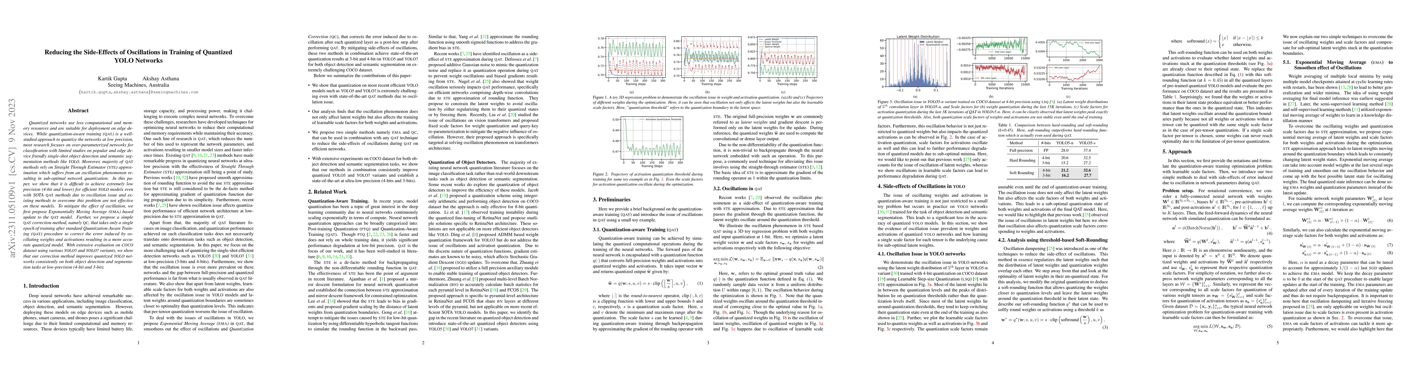 Thumbnail for Reducing the Side-Effects of Oscillations in Training of Quantized YOLO
  Networks