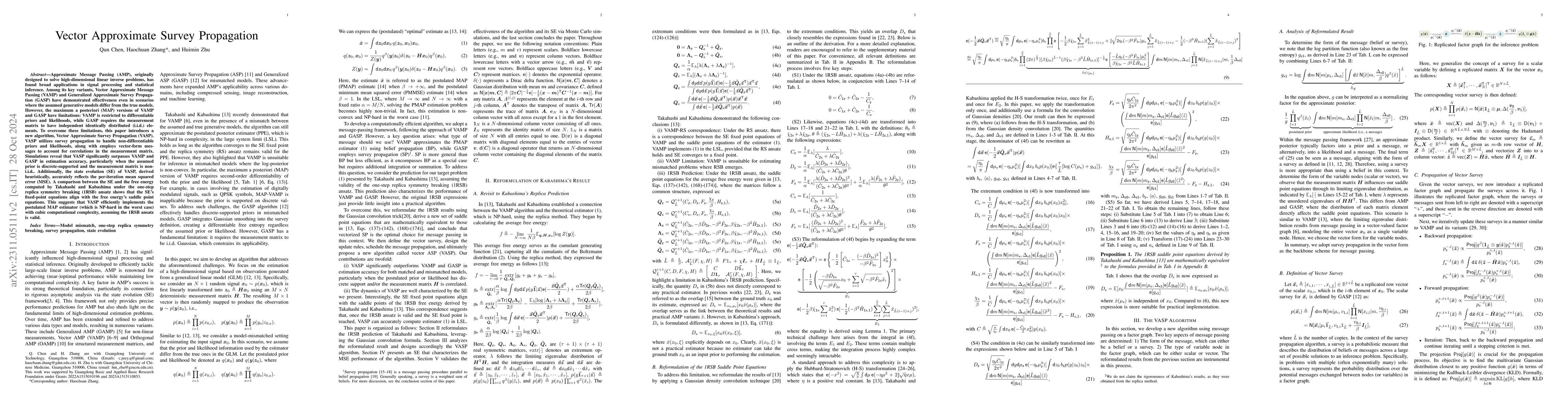 Thumbnail for Vector Approximate Survey Propagation for Model-Mismatched Estimation
  (Or: How to Achieve Kabashima's 1RSB Prediction)