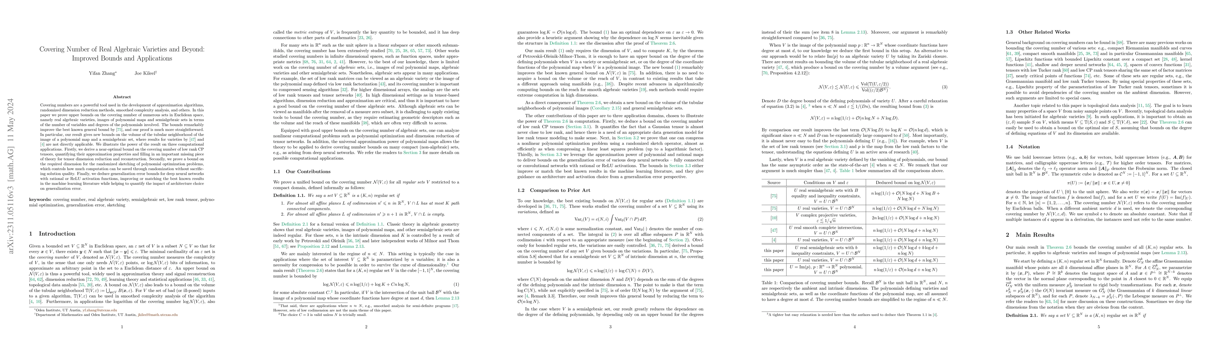 Thumbnail for Covering Number of Real Algebraic Varieties and Beyond: Improved Bounds
  and Applications