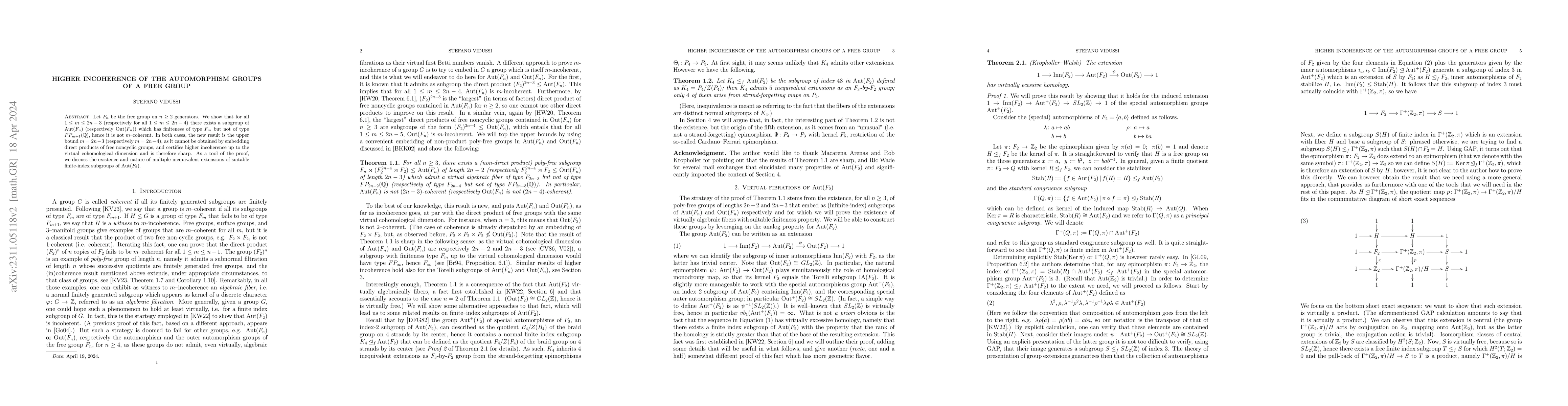 Thumbnail for Higher incoherence of the automorphism groups of a free group