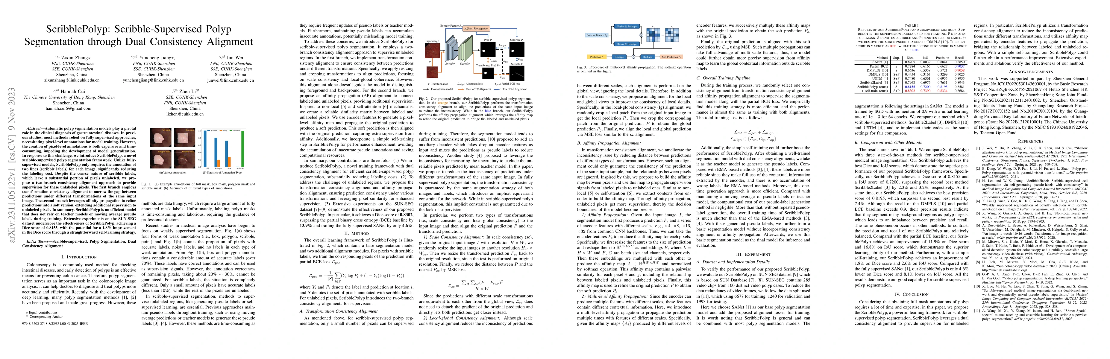 Thumbnail for ScribblePolyp: Scribble-Supervised Polyp Segmentation through Dual
  Consistency Alignment