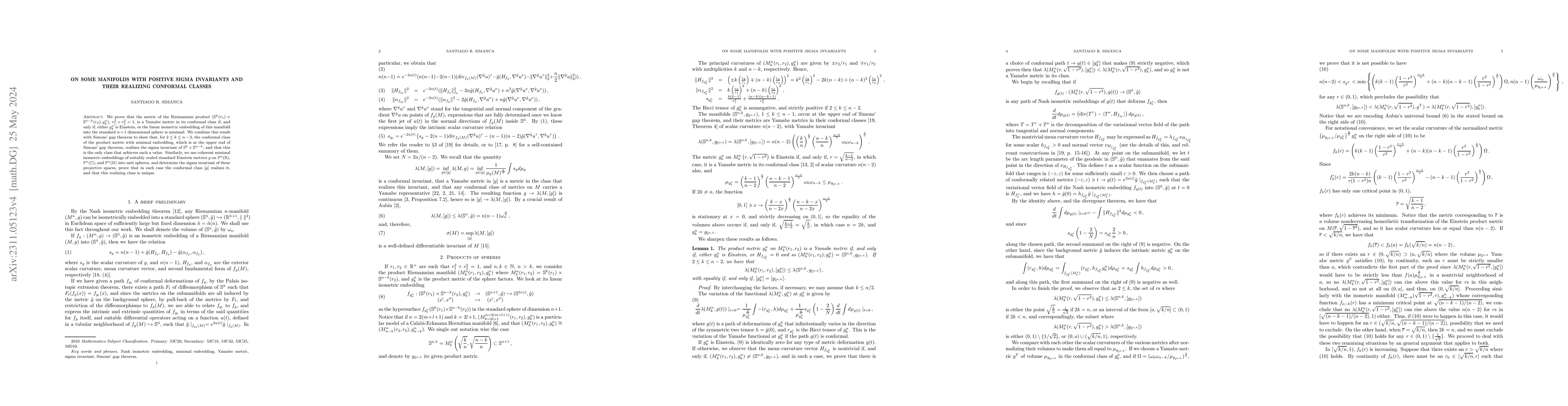 Thumbnail for On some manifolds with positive sigma invariants and their realizing
  conformal classes