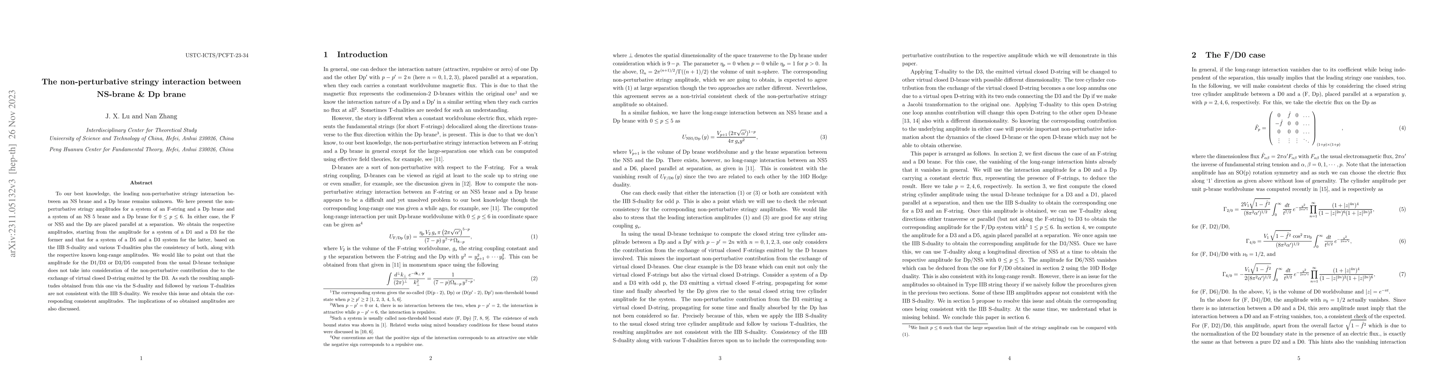 Thumbnail for The non-perturbative stringy interaction between NS-brane \& Dp brane