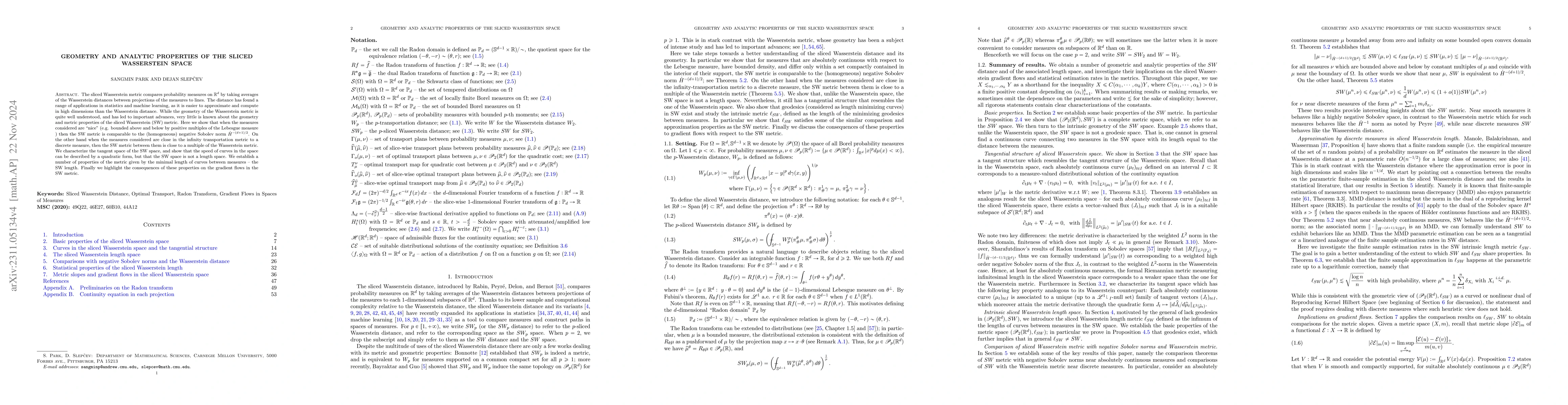 Thumbnail for Geometry and analytic properties of the sliced Wasserstein space