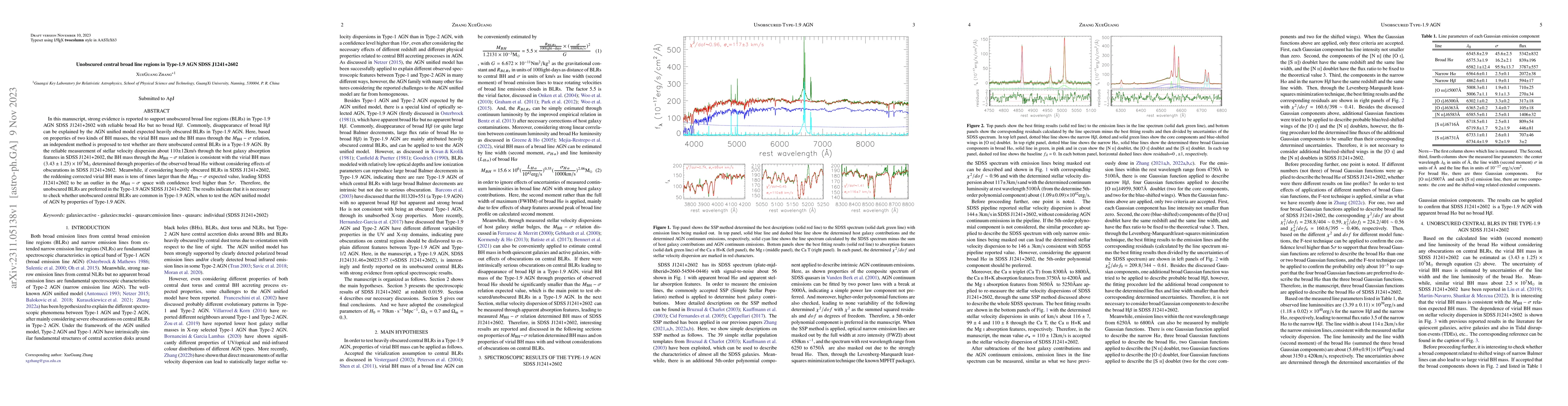 Thumbnail for Unobscured central broad line regions in Type-1.9 AGN SDSS J1241+2602