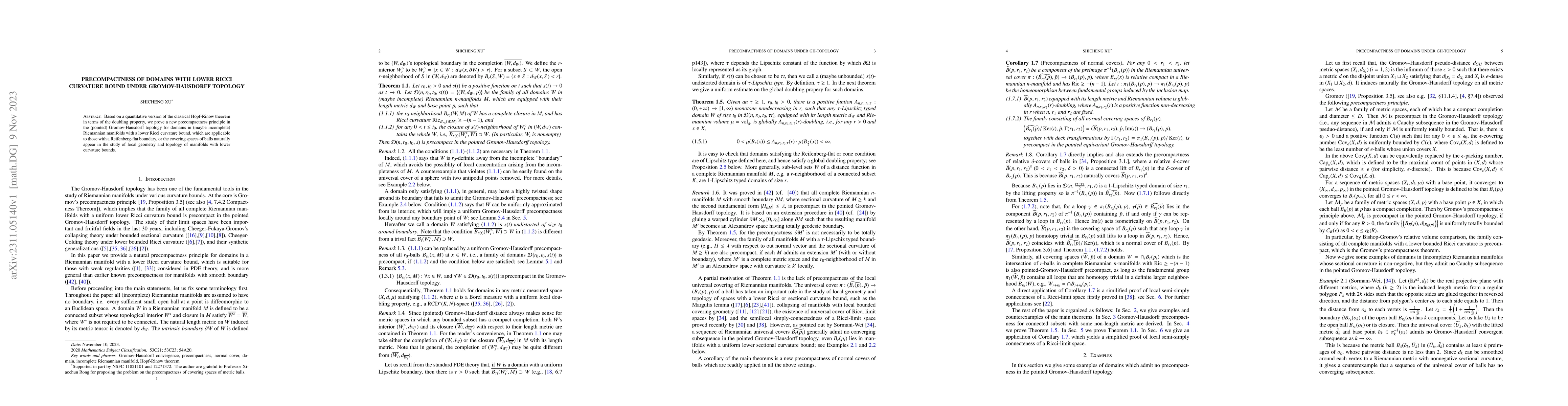 Thumbnail for Precompactness of domains with lower Ricci curvature bound under
  Gromov-Hausdorff topology