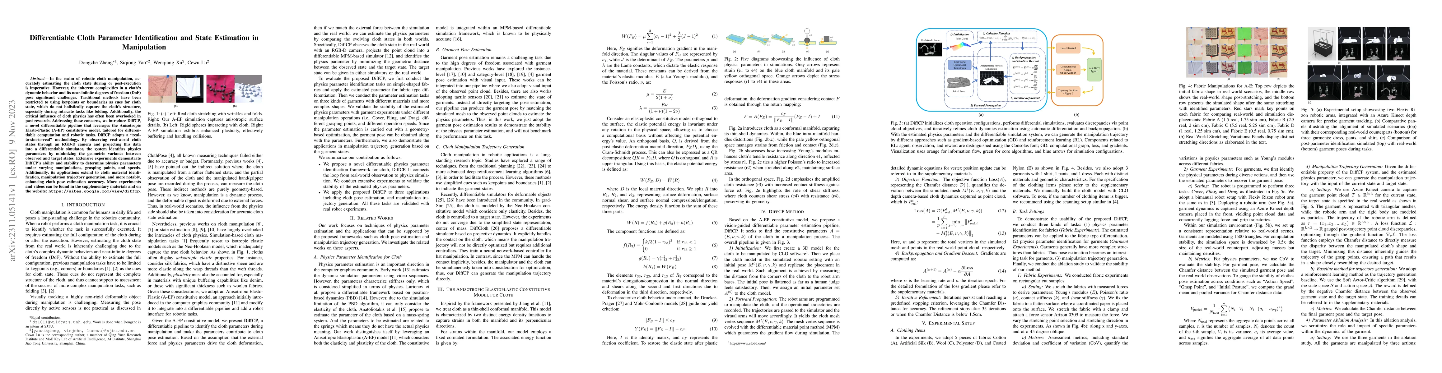 Thumbnail for Differentiable Cloth Parameter Identification and State Estimation in
  Manipulation