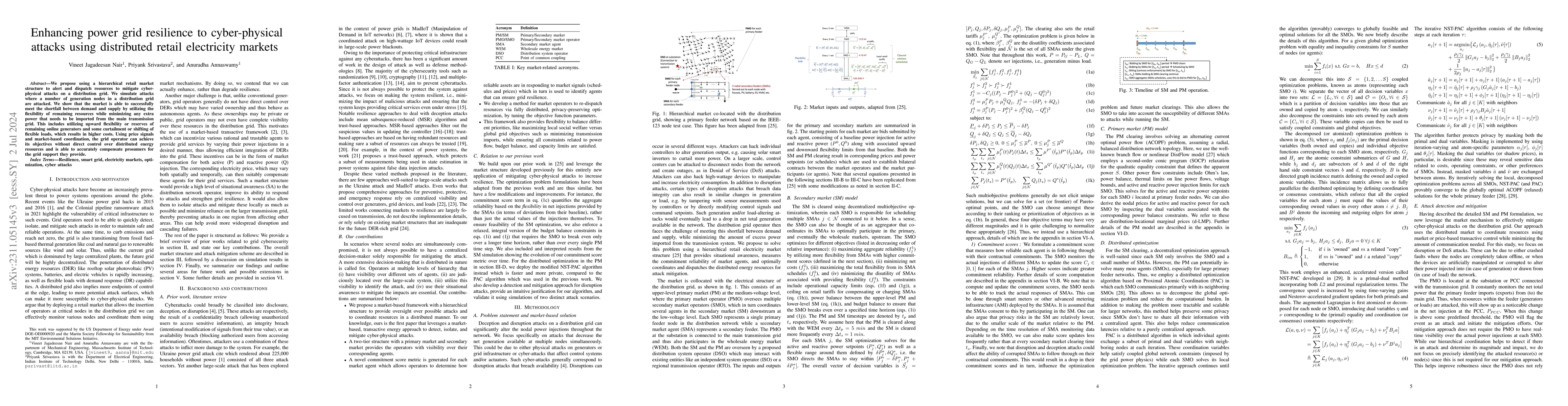 Thumbnail for Enhancing power grid resilience to cyber-physical attacks using
  distributed retail electricity markets