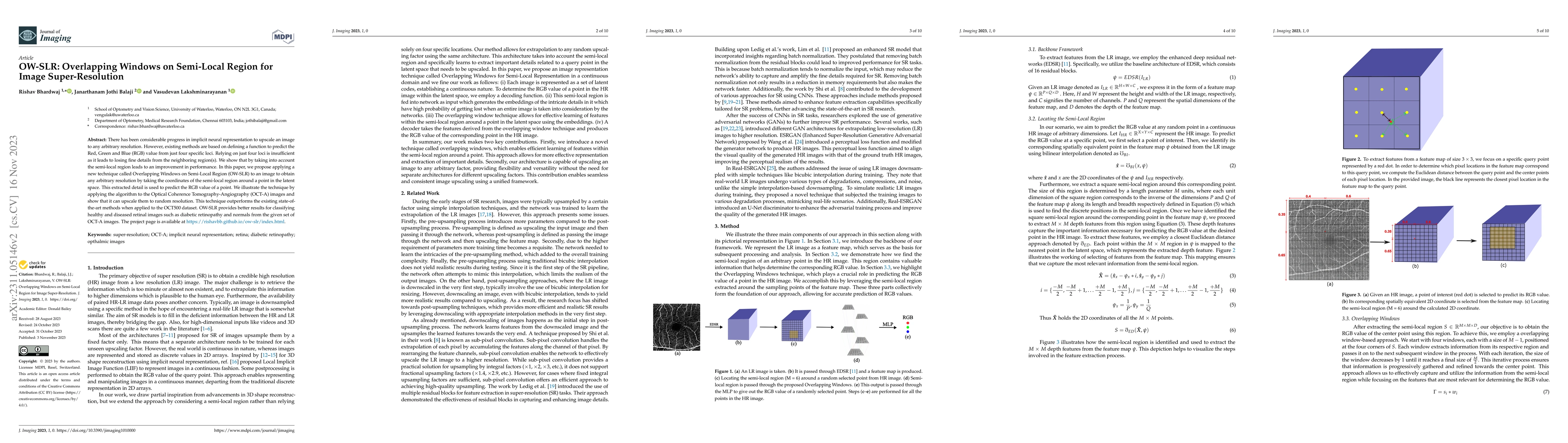 Thumbnail for OW-SLR: Overlapping Windows on Semi-Local Region for Image
  Super-Resolution